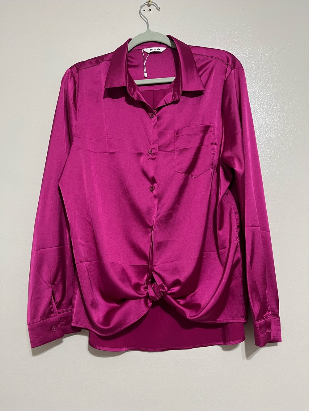 Cboo Knot-Front Magenta Blouse